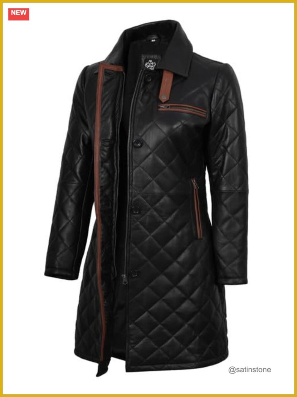 Real Lambskin Leather Car Coat 3/4 Length